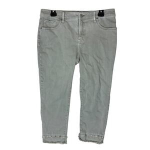 Chico's Jeans Womens 8P Denim Fringe Hem So Slimming Girlfriend Slim Leg Cropped